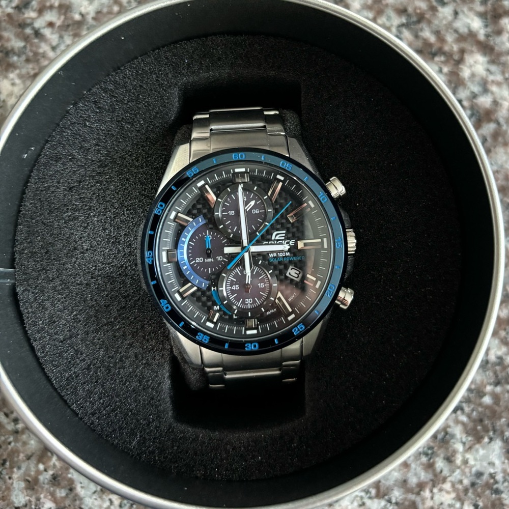Casio Men's EQS-900DB-2AVCR Edifice Analog-Digital Display Quartz Silver Watch